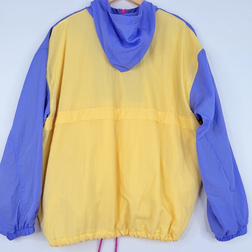 Nike Windbreaker Jacket Colorblock Purple Yellow Retro Sporty Hooded SZ-Large - Picture 13 of 14